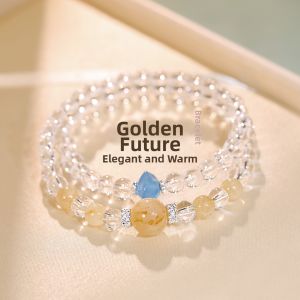 golicc | Two-layer Red Agate Pink Crystal Bracelet
