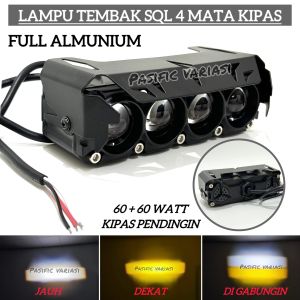 Lampu Tembak Led Sql 4 Mata 60 W 12-80 Volt Plus Kipas Jauh Dekat Full Almu Waterproof Universal
