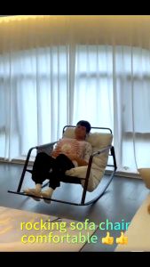 2 Seater Lazy Rocking Chair Double Chair Balcony Nap Living Room Leisure Lazy Chair Sofa For 2 People