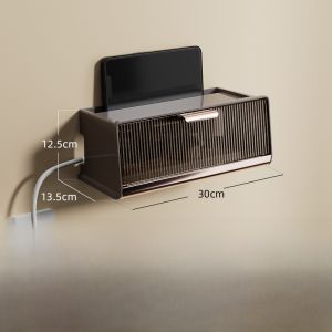 Wireless Router Storage Box Wall-Mounted Socket Holder TV Box Placement Shelf No Drilling Required for Cable Organization