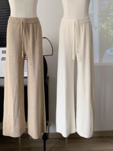 High Waist Wide Leg Knit Pants for Women Casual Style Slimming Leggings with Floor Length Universal Apparel for Autumn and Winter