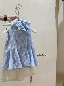 Chic Blue Check Summer New Girls Set