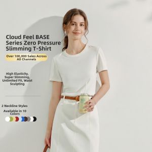 INMAN | Colorful U-Neck Straight Shoulder Womens T-Shirt