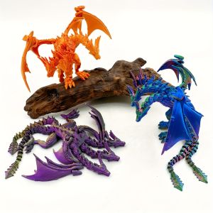 3D Printed Laser Multicolor Gradient Three-Headed Dragon Figurine Model Suitable for Indoor Office Desktop Decoration Room Deco