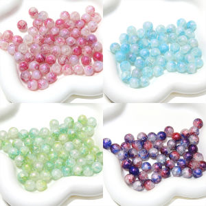 20pcs/bag 10mm Shiny Purple Light Pearl Crackle Crystal Glass Round Beads for Bracelet Necklace DIY Jewelry Making Accessories