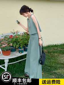 Stunning Cotton Linen Sleeveless Set Women Summer Casual Loose Beautiful Anti Aging Wide Leg Pants Two Piece Set