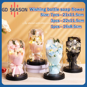 Artificial Rose Flower Glass Cover Dome Eternal Rose Flower Bouquet LED Valentines Girlfriend Gift