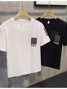 Mens Short Sleeve T-Shirt Pure Cotton Thin Standard Fit Summer Fashion Urban Style Breathable Printed Polo Shirt Half Sleeve Top