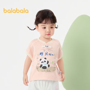 Balabala bé áo Thun Cơ Bản bé t Áo sơ mi tay ngắn bé trai cô gái áo 2024 Xuân Hè Mới kháng khuẩn