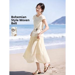 MOHANYIMEI | Gentle Vacation Style Summer New Lace Patchwork Long Dress