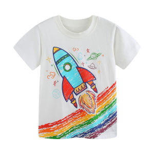 Jumping Meters | Jumping Meters Rocket Short Sleeve T-Shirt 2-7T Educational Summer Costume Top for Kids Boys Girls Toddler Educational Clothing