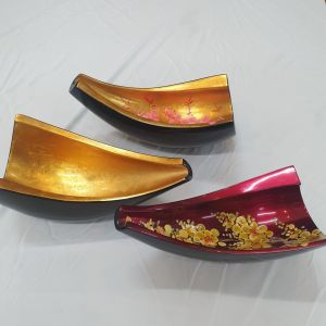 Dĩa thuyền sơn mài cao cấp Thanh Bình Lê trưng bày bàn kệ chưng trái cây nhà cửa văn phòng quà tặng ý nghĩa 27x12x13 cm