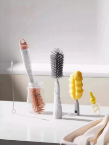 SHI YUE JIE JING | Portable Newborn Baby Milk Bottle Nipple Cleaning Brush Set