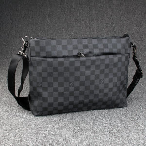 Teebox Mens Plaid Business Casual Large Capacity Shoulder Bag Envelope Handheld Crossbody Bag Soft PU Leather Polyester Lining