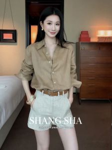 SHANGSHA | High-Quality Elegant Autumn Outfit for Petite Women Shirt and Trousers Set