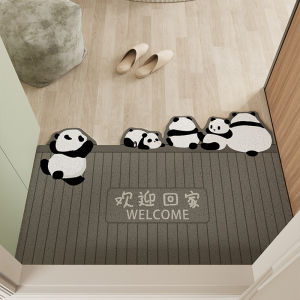 Cute Panda Door Mat Indoor Entrance Mat Dust Removal Dirt Resistant Anti-Slip Home Carpet Door Rug Modern Simple Style PVC Material