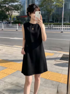 XIANENNI | Đầm Đen Không T Tay Gọn Gàng