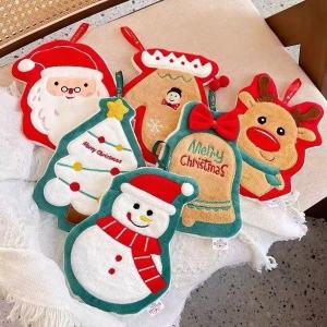 Creative Christmas Decorative Hand Towel Hanging Handkerchief Kitchen Bathroom Cleaning Cloth Gift Cute Decorative Hanger