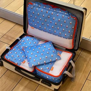Kawaii Miffy Cute Printed Storage Bag Four Piece Set Travel Business Clothes Packaging Lightweight Storage Bag Gift Toy for Girl