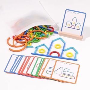 Wooden Creative Sticks And Rings Puzzle Intelligence Game Montessori Early Childhood Educational Toys For Children