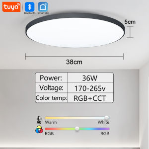 MARPOU Smart LED Ceiling Lamp Tuya APP Remote Control Dimmable Indoor Home RGB Round Light for Bedroom Living Room Ambient Light