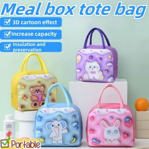 QNQN Beg tote bento visual 3D beg tote besar beg makan tengah hari pakai Beg tote