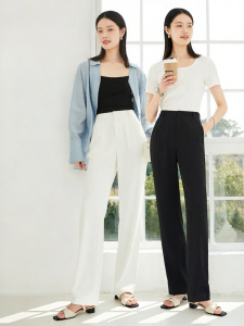 ESE·Y | Slim Fit High Waist Loose Straight Trousers Large Size