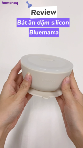 Bát Ăn Dặm 300ml BLW Silicon bạch kim Modui Bluemama Chính Hãng có Nắp với Đế Hít Chống Trượt