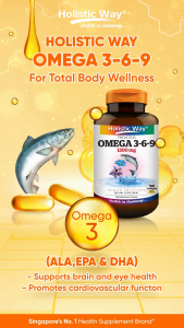 [Bundle of 3] Holistic Way Premium Fish Oil Omega 3-6-9 1200mg – Supports Heart Brain Eye Joint Cholesterol & Skin Health — Halal  (100 Softgels per bottle)