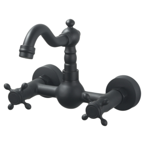 BANGPU | Wall-Mounted Antique Black Brass Bathroom Faucet with Rotatable Dual Handles