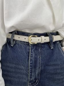 Luxurious Minimalist Top Layer Cowhide Belt for Women Fashionable Casual Decorative Jeans Waist Belt Elegant Alloy Buckle