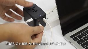 (SG) ALON TravelSmart 35w/65w Travel Adapter with Type C USB C Port and USB A Ports (Black) - Fast Charging