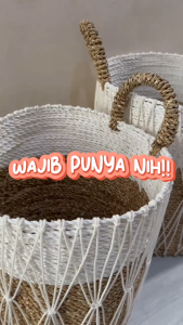 Keranjang Laundry BULAT Anyaman Seagrass with Handle Wadah Baju Kotor STORAGE BOX MULTIFUNGTION