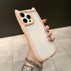 Cute Cat Ear Transparent Phone Case For iPhone 15 Case iPhone 17 Air 16 13 11 12 14 Pro Max Silicone Shockproof Soft Cover Funda