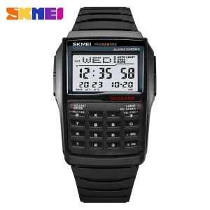 SKMEI | SKMEI 2255 Digital Mens Wristwatches Dual Time Sports Calculator Watch for Men Countdown Casual Phone Book Montre Homme 1960