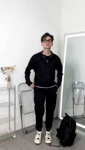 BỘ ĐỒ NAM THỂ THAO ÁO NỈ THU ĐÔNG DÀI TAY PHỐI QUẦN JOGER CẠP CHUN DÂY RÚT THỜI TRANG PHONG CÁCH CAO CẤP - DUBAI FASHION