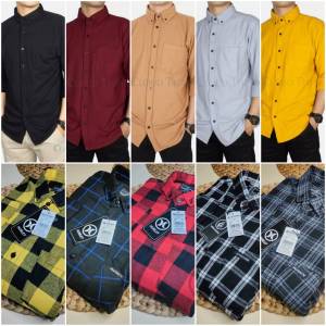 Kemeja Polos PANJANG Kemeja FLANEL Panjang Kemeja Casual Kemeja Pria Size Biasa M L XL dan Jumbo 2XL 3XL 4XL Kemeja Polos Dan Flanel Bisa Bayar Di Tempat