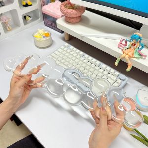 ที่รองมือพิมพ์แบบใสสีน้ำแข็ง ที่รองมือปัดได้ ยางยืด สวมใส่สบาย สำหรับผู้ชายและผู้หญิง อุปกรณ์เสริมคอมพิวเตอร์ เครื่องมือออฟฟิศ