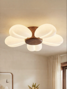 FANCY LAMP CLUB | Vintage Cream Retro Eye-Protecting Full Spectrum Petal Ceiling Light