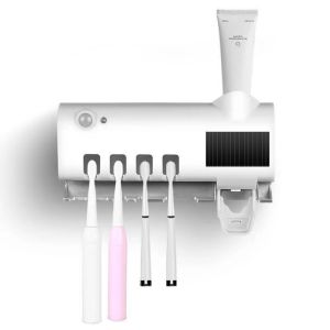 Giá Đỡ Bàn Chải Đánh Răng Đa Năng Khử Trùng Bằng Tia UV Gắn Tường Kèm Hộp Đựng Kem Đánh Răng Thông Minh Bằng Nhựa Cho Phòng Tắm