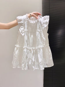 LUOSHAO | French White Flutter Sleeve Sweet Design Blouse