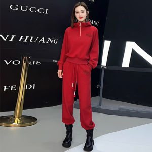 2025 Snake Year Lucky Year Casual Fashionable Hoodie Set Womens Winter Warm Fleece Lined Sweatshirt And Pants Ensemble