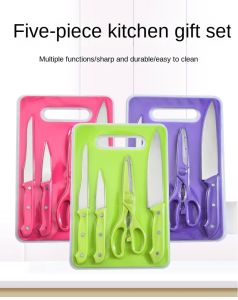 Promo!!! Pisau Set 6 In 1 Plus Talenan Serbaguna