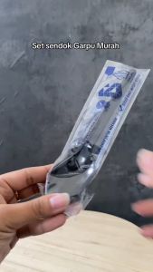 (1 PAK ISI 20 SET) Garpu Sendok Plastik Spork makan catering kuat murah panjang Warna hitam 1 set