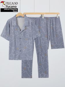 TUCANO | Summer Thin Short Sleeve Long Pants Teenage Large Size Sleepwear 3pcs