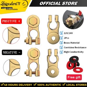 LST 2PCS 12V/ 24V Brass Quick Release Battery Terminals Clamps Copper Plate Car Battery Terminal Connectors For Car