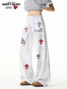 CHARLES JANGS HAPPY HEART | Tie-Dye Cross Print Loose Casual Pants