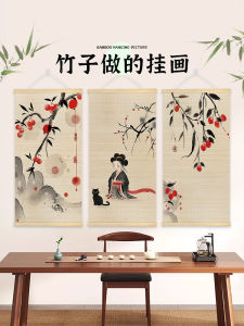New Chinese Style Bamboo Art Decorative Painting Vertical Edition Living Room Entrance Background Wall Hanging Scroll Tea Room
