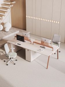 Modern Minimalist Office Desk Workbench Combination Six-Seater with Four Screens Anti-Dirt Corrosion Proof for Business Use