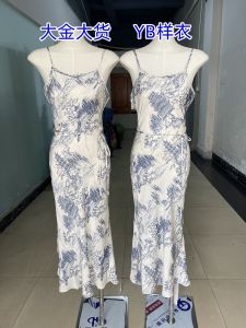 Elegant Acetate Embroidered Dress Summer Season Sleeveless round Neck Gown National Style Scenery Sister My Daily Beauty Base Color